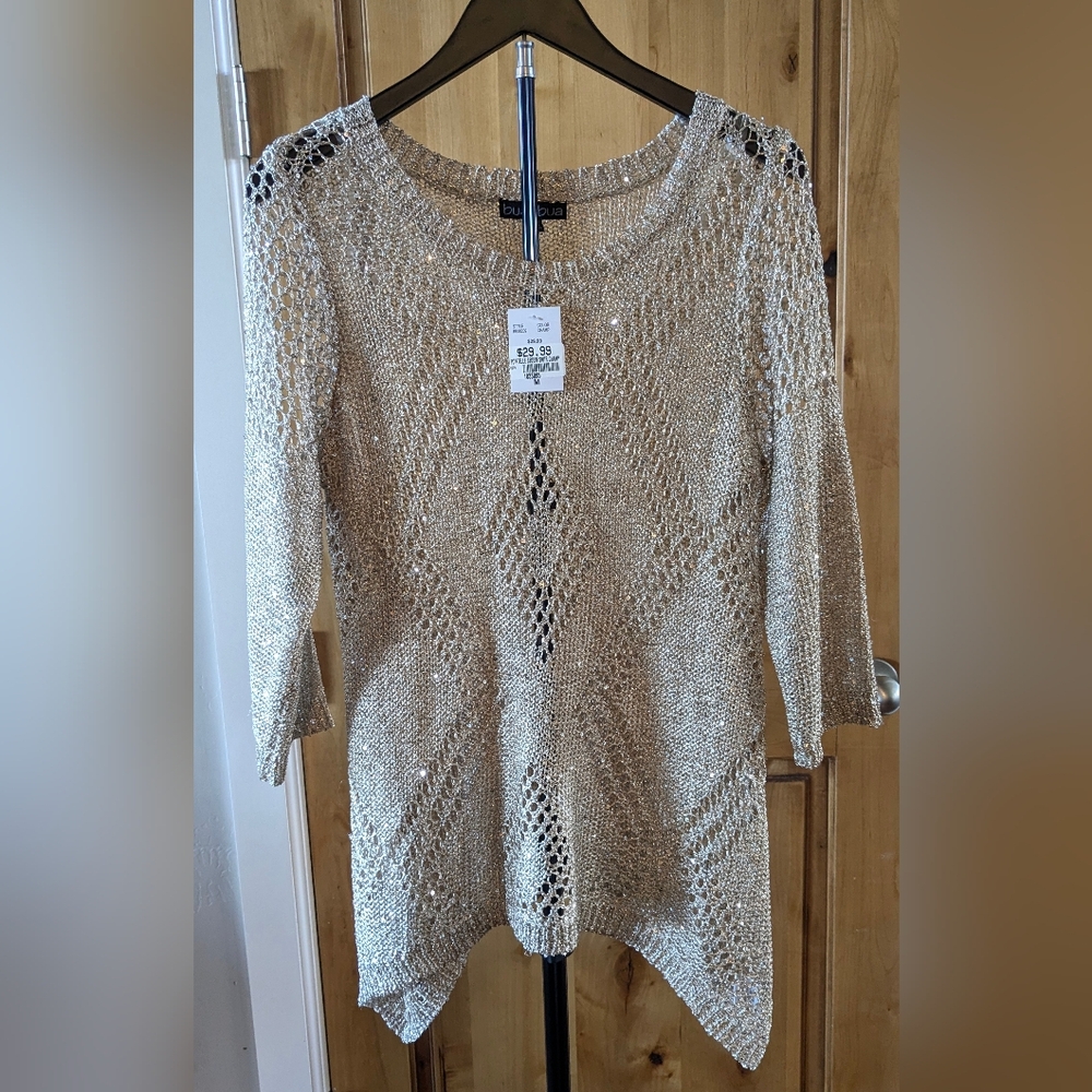 Metallic Gold Knit Sweater